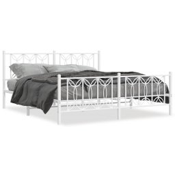 Cadru de pat metalic cu tablie de cap/picioare, alb, 183x213 cm GartenMobel Dekor