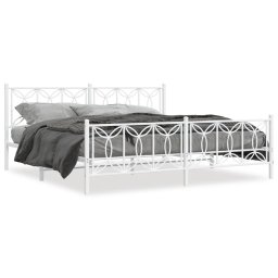 Cadru de pat metalic cu tablie de cap/picioare, alb, 193x203 cm GartenMobel Dekor