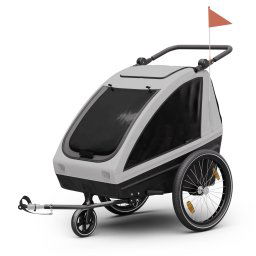 KLARFIT GoKiddo, remorcă pentru biciclete, pliabilă, cu frâne integrate, în creștere, pentru 2 copii (CST1-KF-GKD-LG)