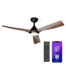 Klarstein Fiji Flow 2 în 1 Smart, ventilator de tavan, Ø 132 cm, lumină LED reglabilă, telecomandă, control prin aplicație, funcționare în două direcții (VTS14-FjFl-CF-152Wa)