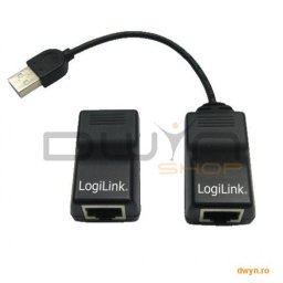 Extender USB prin cablu RJ-45, USB A tata la USB A mama, pana la 60m, Logilink 'UA0021D'
