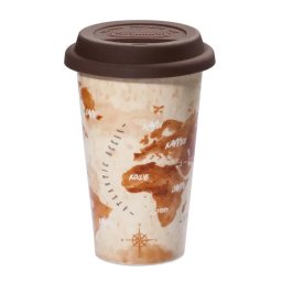 Cana ceramica DLSC056 , perete dublu termic, Delonghi The Adventurer, 300ml, capac silicon