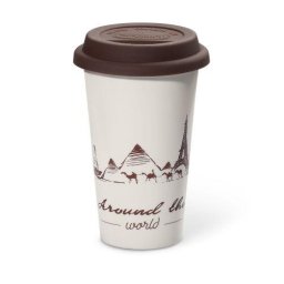 Cana ceramica DLSC057, perete dublu termic, Delonghi The Globetrotter, 300ml, capac silicon