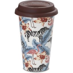 Cana termica DeLonghi Animals DLSC067, Din ceramica artizanala cu perete dublu, Capac din silicon, Proprietati termice