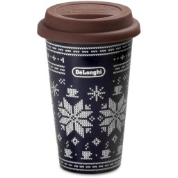 Cana termica DeLonghi Snowflake DLSC076, Din ceramica artizanala cu perete dublu, Capac din silicon, Proprietati termice