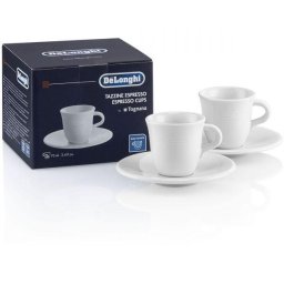 Set 2 cesti si 2 farfurii espresso DeLonghi, alb