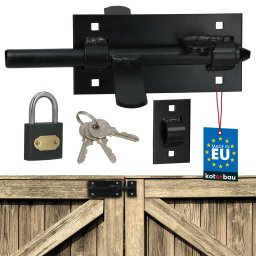 Sua universală pentru uși porți poartă din oțel neagră cu lacăt 150 mm