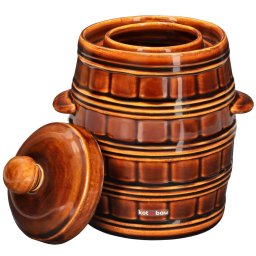 Butoi din ceramică pentru murături cu mânere maro 3,2 l cu capac