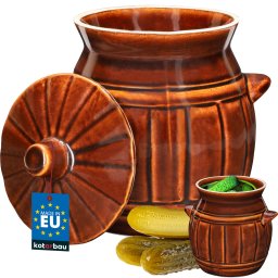 Baril din gresie cu capac pentru murat varză castraveți maro 2,7 l