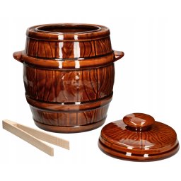 Butoi din ceramică pentru murături cu capac, mânere și clești 3,5 l