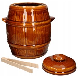 Butoi din ceramică pentru murături cu capac, mânere și clești 5 l