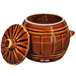 Baril din gresie cu capac pentru murat varză castraveți maro 1 l