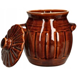 Baril din gresie cu capac pentru murat varză castraveți maro 1,2 l