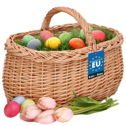 Coș de răchită coș de cumpărături picnic ciuperci de paște - 45 cm