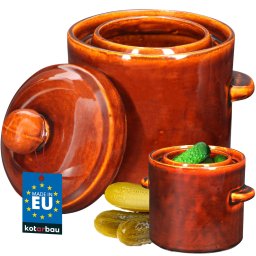 Butoi din ceramică pentru murături cu capac și mânere maro 1,8 l