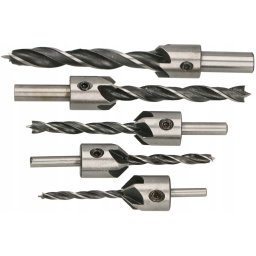 Set de burghie pentru lemn cu bisturiu - 5 buc. + cheie allen
