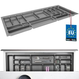 Organizator de tacâmuri inserție pentru sertar de bucătărie gri 49x112 cm