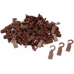 Cârlige plastic pentru tijă perdea lemn set de 100 buc.