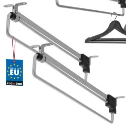 Umeraș extensibil pentru cămăși de garderobă argintiu 350 mm set de 2 buc.