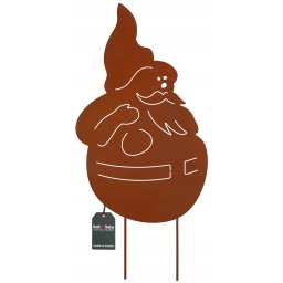 Figurina Moș Crăciun, decorațiune grădină metal, ruginit - Culoare maro