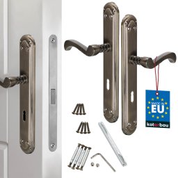 Mâner de ușă lung patină retro decorat blocare cheie 72 mm
