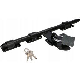 Zăvor 340mm ușă garaj cu lacăt - Culoare negru