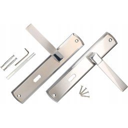 Mâner de ușă 90mm bb argintiu cheie lungă scutcheon de argint