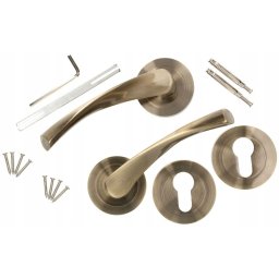 Mâner de ușă 130mm patina cu buton pentru inserție