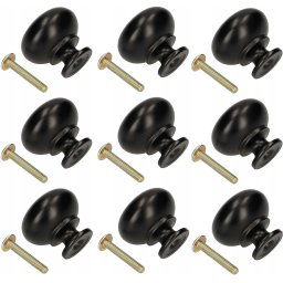 Buton de mobilă mâner de dulap negru ciupercă - 10 buc.