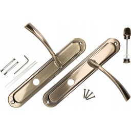 Mâner ușă cu blocare WC placă lungă patina 72 mm - Culoare patina