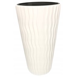 Ghiveci 50x30 cm cu dungi + inserție cu mâner - Culoare alb