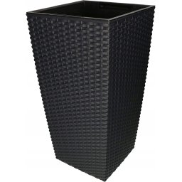 Ghiveci de grădină din rattan cu inserție antracit mare 26x26 cm