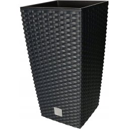 Ghiveci de grădină din rattan cu inserție antracit mare 20x20 cm