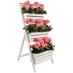 Pat de flori de grădină 3 ghivece de balcon alb - 105 cm