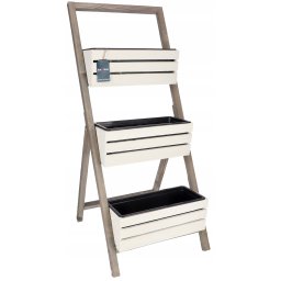 Pat de flori de grădină 3 ghivece de balcon cu inserție alb-gri - 105 cm