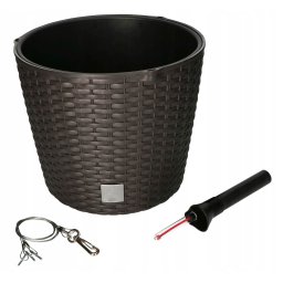 Ghiveci de flori agățat sistem de irigare rattan