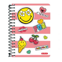 CAIET CU SPIRALA 10X14CM, 200 FILE, SMILEYWORLD GIRLY