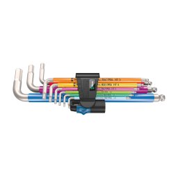 Set 9 chei imbus WERA 3950 Hex-Plus forma L cu protectie anticoroziva BlackLaser pentru service auto si mentenanta 05022699001