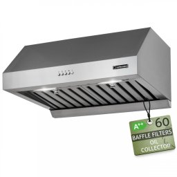 Hota semi-incorporabila Turbionaire Cook 60 Pro TCK60WPS, Motor Brushless 800 mc/h, Clasa energetica A++, Filtre Baffle Avansate din inox, Colector de grasimi, Control electronic, Iluminare Led, 3 viteze+Boost, 60 cm, inox