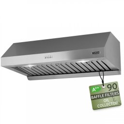 Hota semi-incorporabila Turbionaire Cook 90 Pro TCK90WPS, Motor Brushless 800 mc/h, Clasa energetica A++, Filtre Baffle Avansate din inox, Colector de grasimi, Control electronic, Iluminare Led, 3 viteze+Boost, 90 cm, Inox
