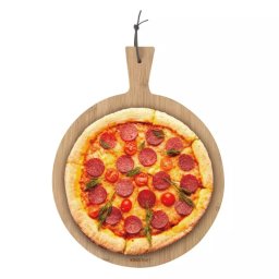 Placa de taiat pizza Kinghoff KH 1674, 35 cm, Maner confortabil, Bambus