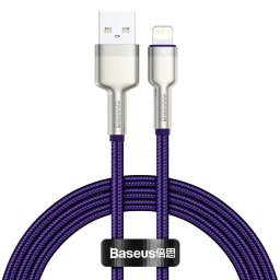 Cafule Metal, Fast Charging Data Cable pt. smartphone, USB la Lightning Iphone 2.4A, braided, 1m, violet