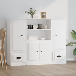 Dulapuri înalte, 3 piese, alb, lemn prelucrat GartenMobel Dekor