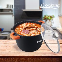 OALA ALUMINIU TURNAT+CAPAC, 24 cm x 16.5 CM , 6.3 L, DARK LINE, COOKING BY HEINNER