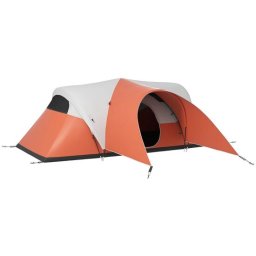 Cort camping, 5-6 persoane, impermeabil, cu copertina, ferestre, geanta, portocaliu, 550x300x198 cm