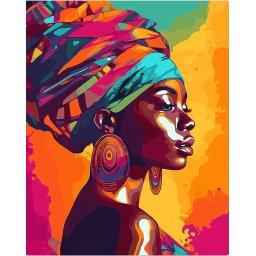Set pictura pe numere, cu sasiu, Femeie din Africa, 40x50 cm