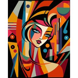 Set pictura pe numere, cu sasiu, Portret abstract in stil Picasso, 40x50 cm