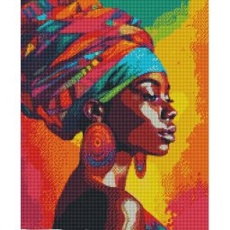Set goblen cu diamante, cu sasiu, Femeie din Africa, 40x50 cm