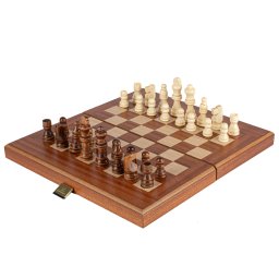 Set de sah, table si dame 3 in 1 din lemn de mahon realizat manual 30 x 17