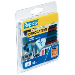 Rapid 5001425, set 36 de rezerve de lipici, colorate, cu sclipici, Ø7 x 90 mm